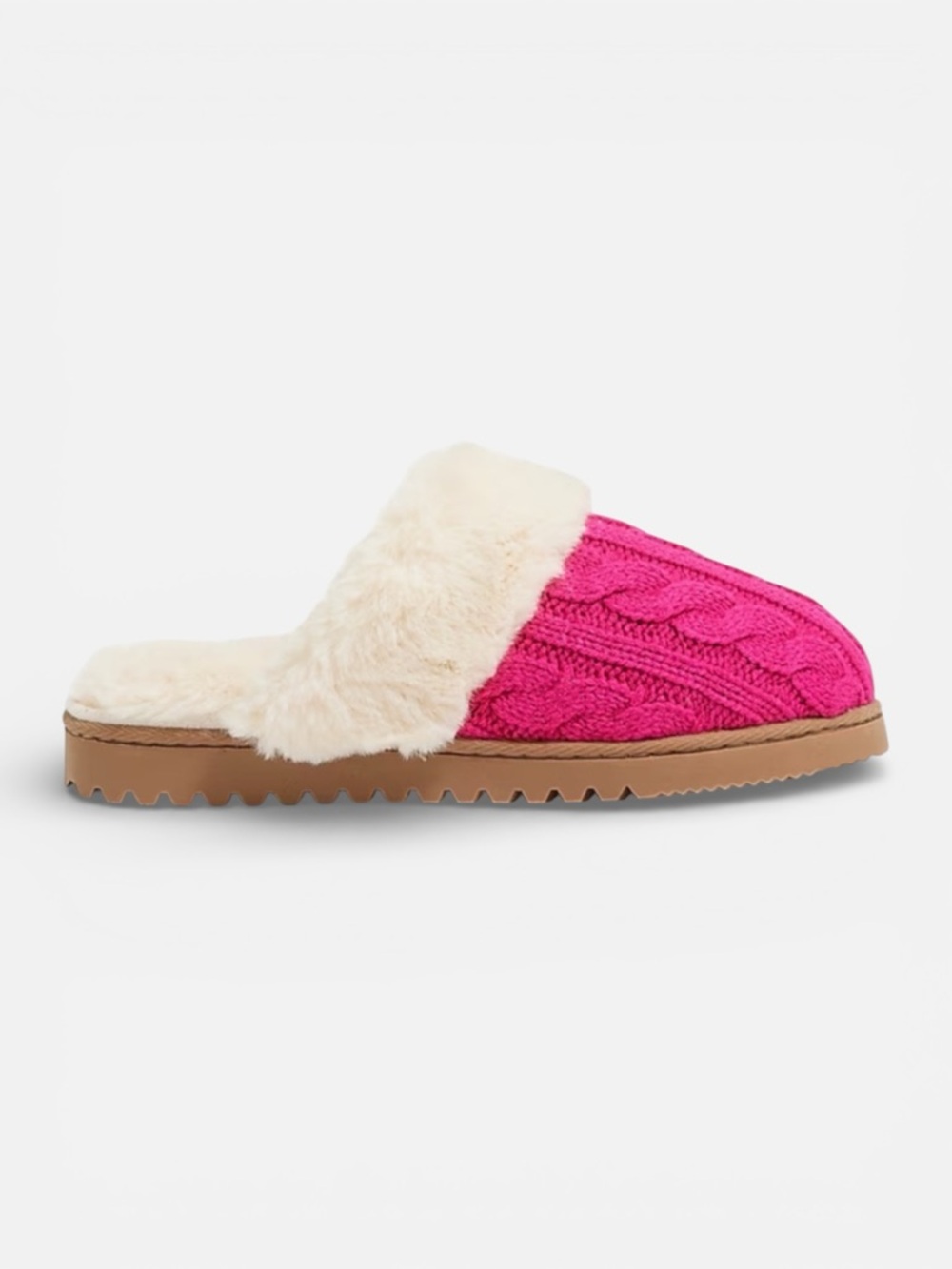 J. Crew Pink Cable Knit Fur Slippers 7 8 9 NWT